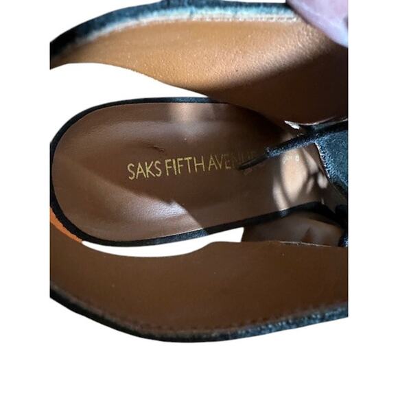 Saks Fifth Ave Black Leather Caged Lace up Block Chunky Heel Pumps Women Sz 7.5 - Picture 10 of 11